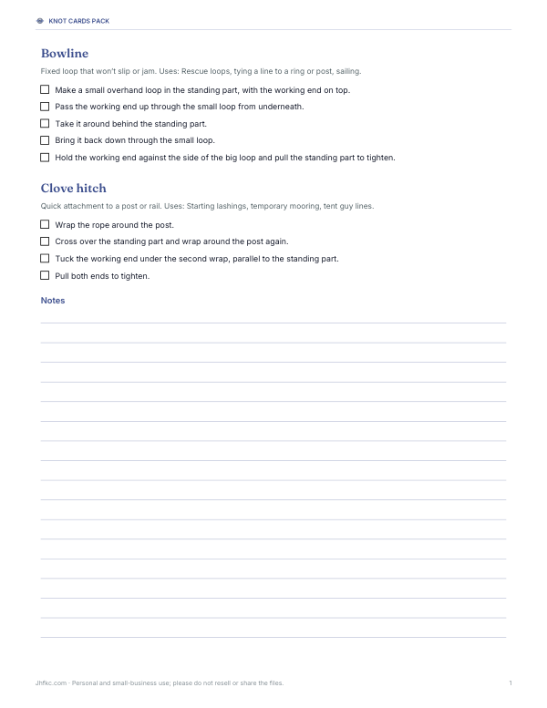 Preview of Printable Knot Tying Guide